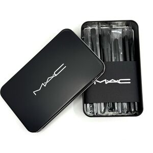 MAC Black Makeup Brush Set Travel Size Tin Box